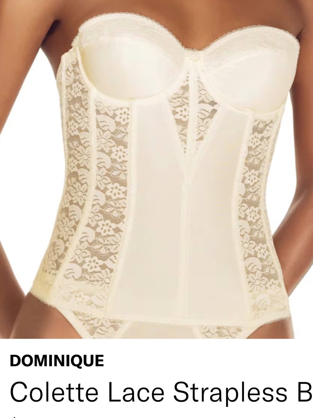 Dominique Colette Strapless Lace Bustier - Ivory 34D